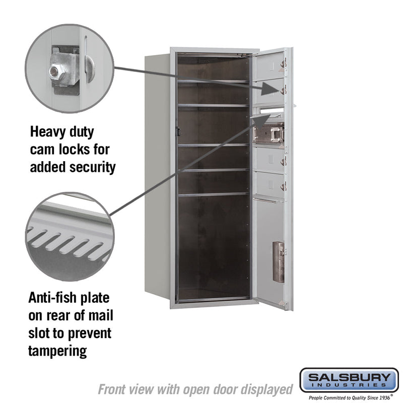 Salsbury 10 Door High Recessed Mounted 4C Horizontal Mailbox with 4 Doors and 1 Parcel Locker with USPS Access - Front Loading