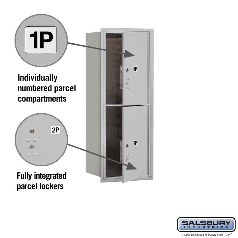 Salsbury 10 Door High Recessed Mounted 4C Horizontal Parcel Locker with 2 Parcel Lockers with USPS Access - Front Loading