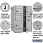 Salsbury 11 Door High Recessed Mounted 4C Horizontal Mailbox with 10 Doors and 2 Parcel Lockers with USPS Access - Front Loading
