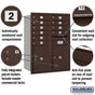 Salsbury 11 Door High Recessed Mounted 4C Horizontal Mailbox with 10 Doors and 2 Parcel Lockers with Private Access - Rear Loading