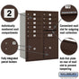 Salsbury 11 Door High Recessed Mounted 4C Horizontal Mailbox with 10 Doors and 2 Parcel Lockers with USPS Access - Rear Loading