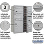 Salsbury 11 Door High Recessed Mounted 4C Horizontal Mailbox with 15 Doors and 1 Parcel Locker with Private Access - Front Loading