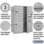 Salsbury 11 Door High Recessed Mounted 4C Horizontal Mailbox with 15 Doors and 1 Parcel Locker with USPS Access - Front Loading
