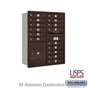 Salsbury 11 Door High Recessed Mounted 4C Horizontal Mailbox with 15 Doors and 1 Parcel Locker with USPS Access - Rear Loading