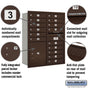 Salsbury 11 Door High Recessed Mounted 4C Horizontal Mailbox with 15 Doors and 1 Parcel Locker with USPS Access - Rear Loading