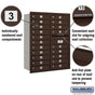 Salsbury 11 Door High Recessed Mounted 4C Horizontal Mailbox with 20 Doors with USPS Access - Rear Loading