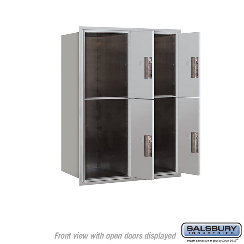 Salsbury 11 Door High Recessed Mounted 4C Horizontal Parcel Locker with 4 Parcel Lockers with Private Access - Front Loading