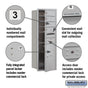 Salsbury 11 Door High Recessed Mounted 4C Horizontal Mailbox with 4 Doors and 1 Parcel Locker with Private Access - Front Loading