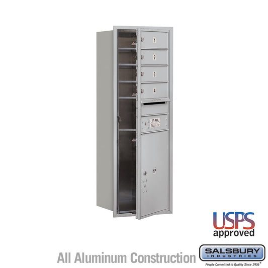 Salsbury 11 Door High Recessed Mounted 4C Horizontal Mailbox with 4 Doors and 1 Parcel Locker with USPS Access - Front Loading