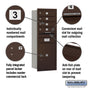 Salsbury 11 Door High Recessed Mounted 4C Horizontal Mailbox with 4 Doors and 1 Parcel Locker with Private Access - Rear Loading