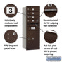 Salsbury 11 Door High Recessed Mounted 4C Horizontal Mailbox with 4 Doors and 1 Parcel Locker with USPS Access - Rear Loading