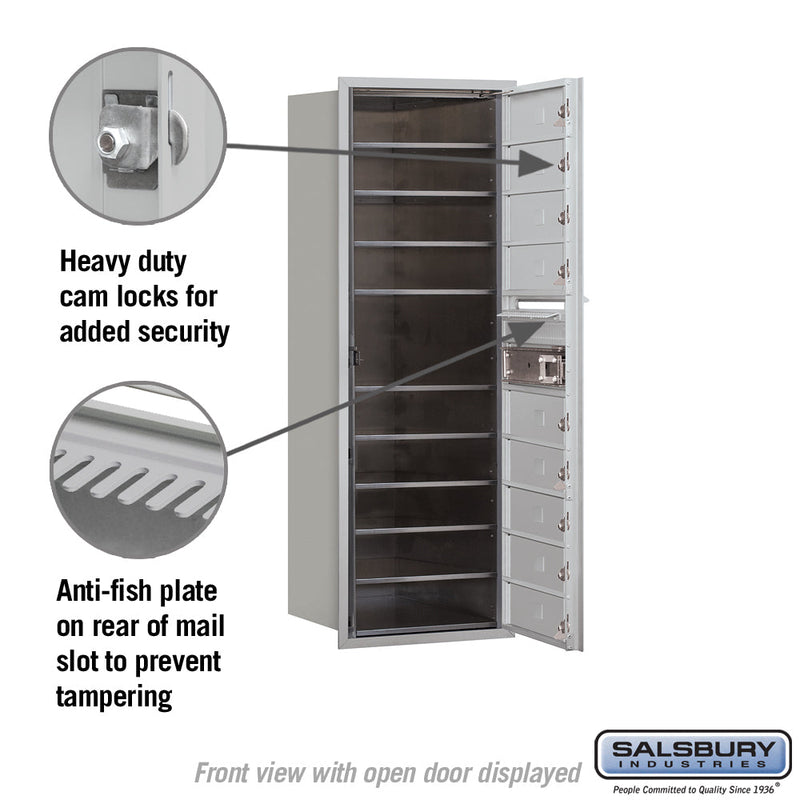 Salsbury 11 Door High Recessed Mounted 4C Horizontal Mailbox with 9 Doors with Private Access - Front Loading