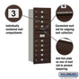 Salsbury 11 Door High Recessed Mounted 4C Horizontal Mailbox with 9 Doors with Private Access - Rear Loading