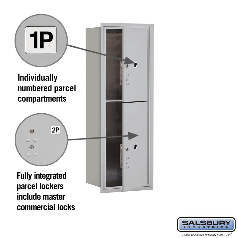 Salsbury 11 Door High Recessed Mounted 4C Horizontal Parcel Locker with 2 Parcel Lockers with Private Access - Front Loading