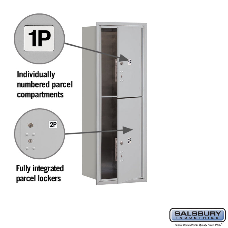 Salsbury 11 Door High Recessed Mounted 4C Horizontal Parcel Locker with 2 Parcel Lockers with USPS Access - Front Loading