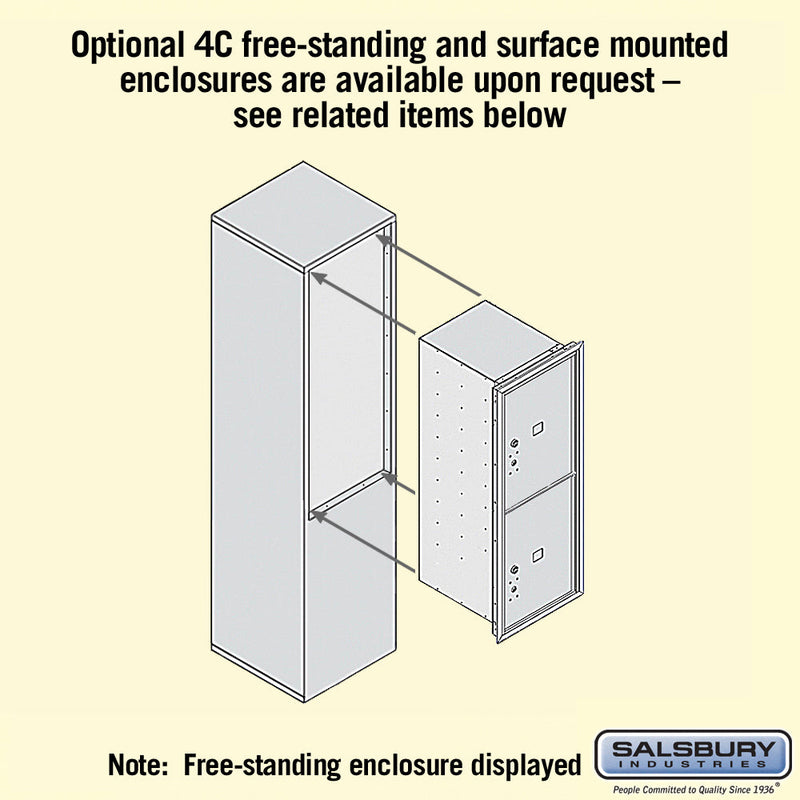 Salsbury 11 Door High Recessed Mounted 4C Horizontal Parcel Locker with 2 Parcel Lockers with USPS Access - Front Loading