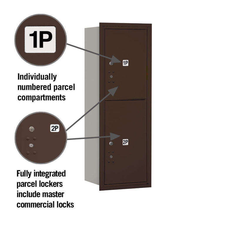 Salsbury 11 Door High Recessed Mounted 4C Horizontal Parcel Locker with 2 Parcel Lockers with Private Access - Rear Loading