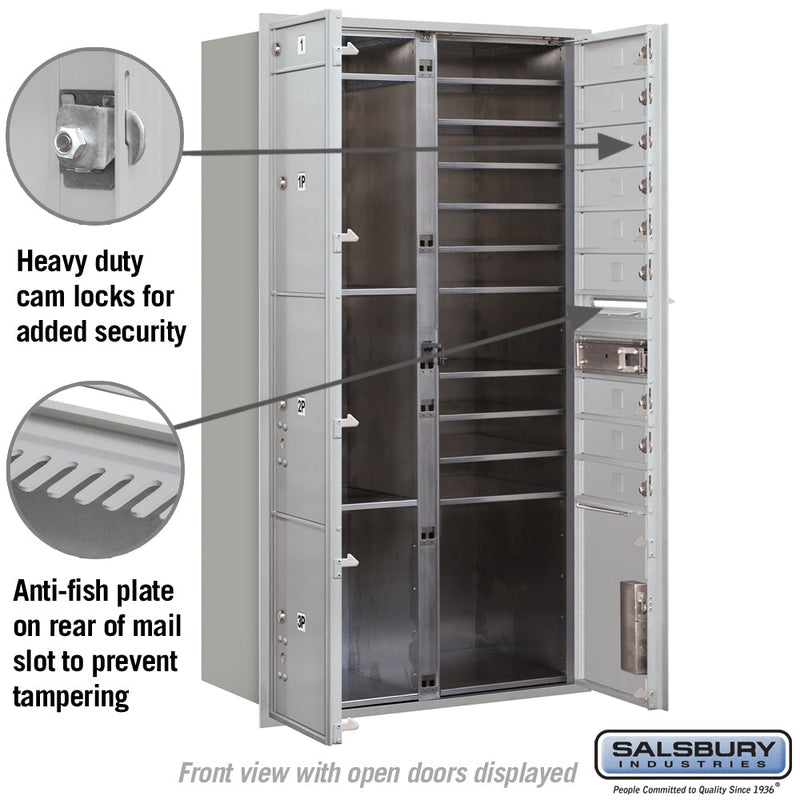 Salsbury Maximum Height Recessed Mounted 4C Horizontal Mailbox with 10 Doors and 4 Parcel Lockers with USPS Access - Front Loading