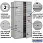 Salsbury Maximum Height Recessed Mounted 4C Horizontal Mailbox with 15 Doors and 3 Parcel Lockers with Private Access - Front Loading