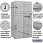 Salsbury Maximum Height Recessed Mounted 4C Horizontal Mailbox with 15 Doors and 3 Parcel Lockers with Private Access - Rear Loading