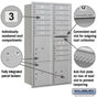Salsbury Maximum Height Recessed Mounted 4C Horizontal Mailbox with 15 Doors and 3 Parcel Lockers with USPS Access - Rear Loading