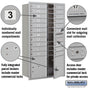 Salsbury Maximum Height Recessed Mounted 4C Horizontal Mailbox with 20 Doors and 2 Parcel Lockers with Private Access - Front Loading