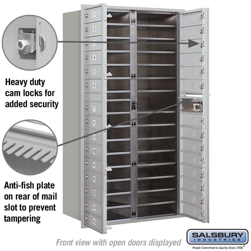 Salsbury Maximum Height Recessed Mounted 4C Horizontal Mailbox with 29 Doors with Private Access - Front Loading