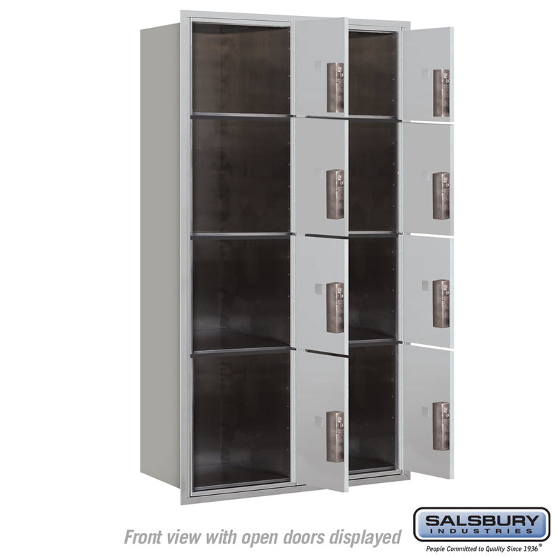 Salsbury Maximum Height Recessed Mounted 4C Horizontal Parcel Locker with 8 Parcel Lockers with USPS Access - Front Loading