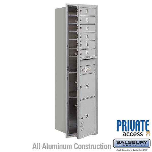 Salsbury Maximum Height Recessed Mounted 4C Horizontal Mailbox with 6 Doors and 2 Parcel Lockers with Private Access - Front Loading