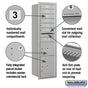 Salsbury Maximum Height Recessed Mounted 4C Horizontal Mailbox with 6 Doors and 2 Parcel Lockers with Private Access - Rear Loading