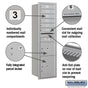 Salsbury Maximum Height Recessed Mounted 4C Horizontal Mailbox with 6 Doors and 2 Parcel Lockers with USPS Access - Rear Loading