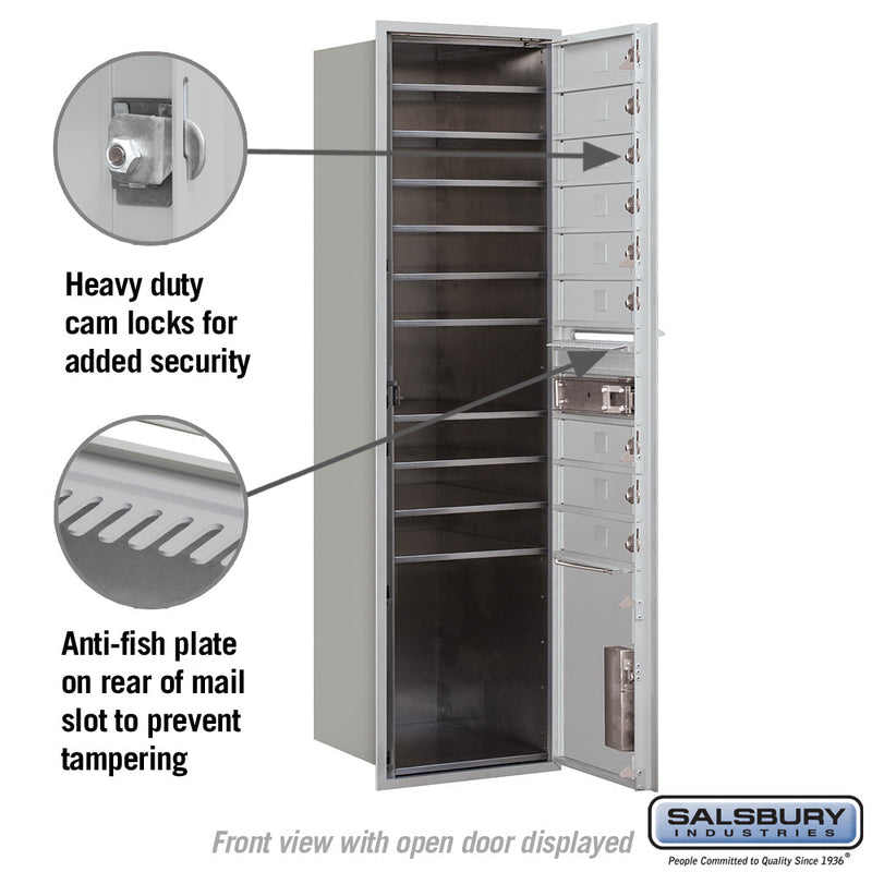 Salsbury Maximum Height Recessed Mounted 4C Horizontal Mailbox with 9 Doors and 1 Parcel Locker with Private Access - Front Loading