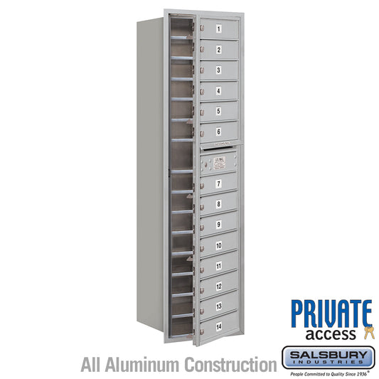 Salsbury Maximum Height Recessed Mounted 4C Horizontal Mailbox with 14 Doors with Private Access - Front Loading