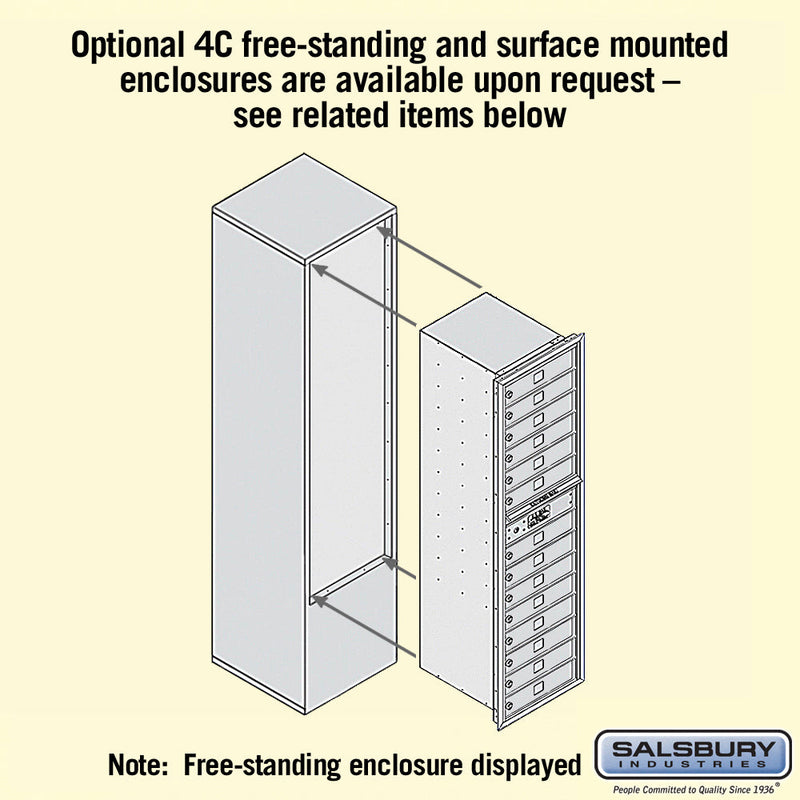 Salsbury Maximum Height Recessed Mounted 4C Horizontal Mailbox with 14 Doors with Private Access - Front Loading