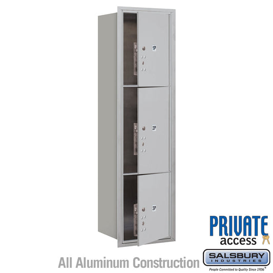 Salsbury Maximum Height Recessed Mounted 4C Horizontal Parcel Locker with 3 Parcel Lockers with Private Access - Front Loading