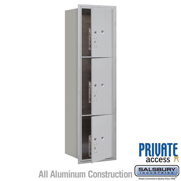 Salsbury Maximum Height Recessed Mounted 4C Horizontal Parcel Locker with 3 Parcel Lockers with Private Access - Front Loading