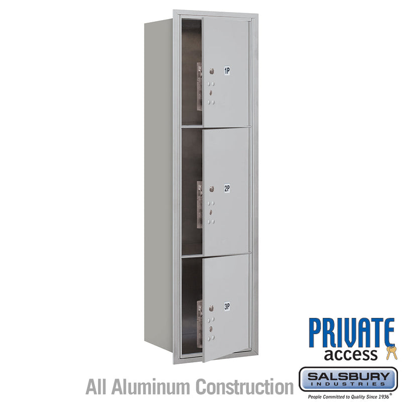 Salsbury Maximum Height Recessed Mounted 4C Horizontal Parcel Locker with 3 Parcel Lockers with Private Access - Front Loading