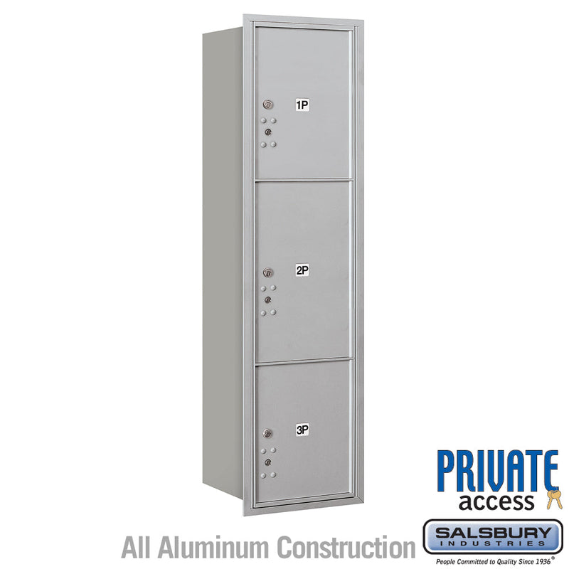 Salsbury Maximum Height Recessed Mounted 4C Horizontal Parcel Locker with 3 Parcel Lockers with Private Access - Rear Loading