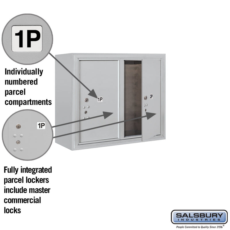 Salsbury 6 Door High Surface Mounted 4C Horizontal Parcel Locker with 2 Parcel Lockers with Private Access