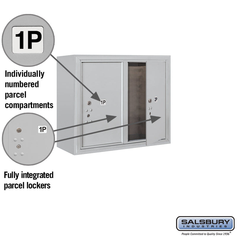 Salsbury 6 Door High Surface Mounted 4C Horizontal Parcel Locker with 2 Parcel Lockers with USPS Access
