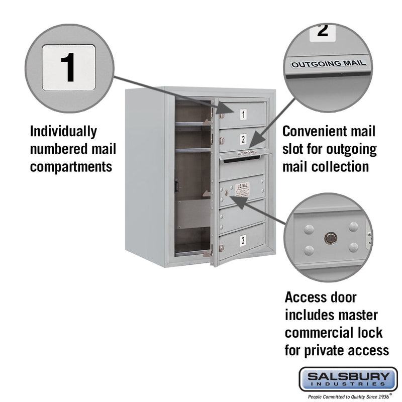 Salsbury 6 Door High Surface Mounted 4C Horizontal Mailbox with 3 Doors with Private Access