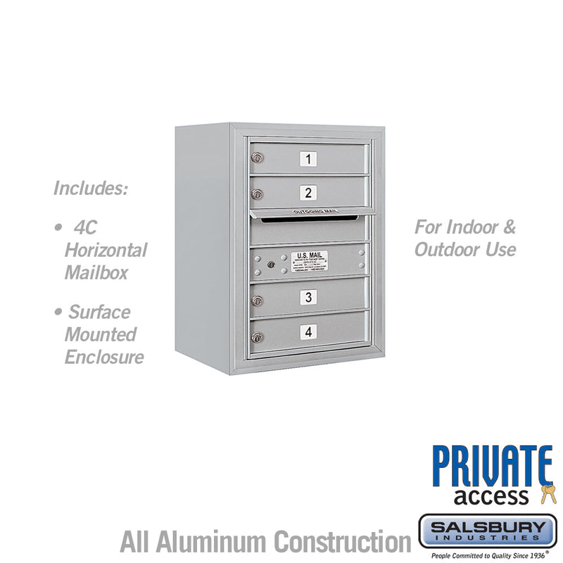 Salsbury 6 Door High Surface Mounted 4C Horizontal Mailbox with 4 Doors with Private Access