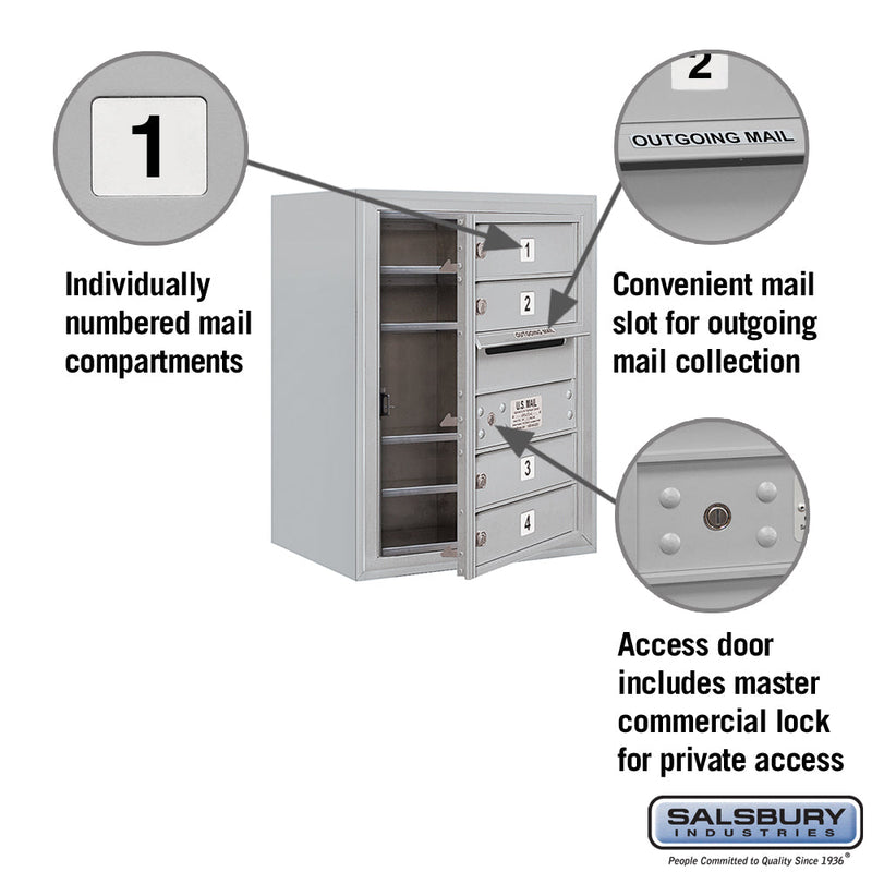Salsbury 6 Door High Surface Mounted 4C Horizontal Mailbox with 4 Doors with Private Access