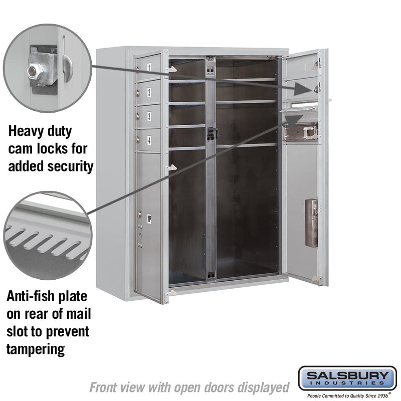 Salsbury 10 Door High Surface Mounted 4C Horizontal Mailbox with 6 Doors and 2 Parcel Lockers with Private Access
