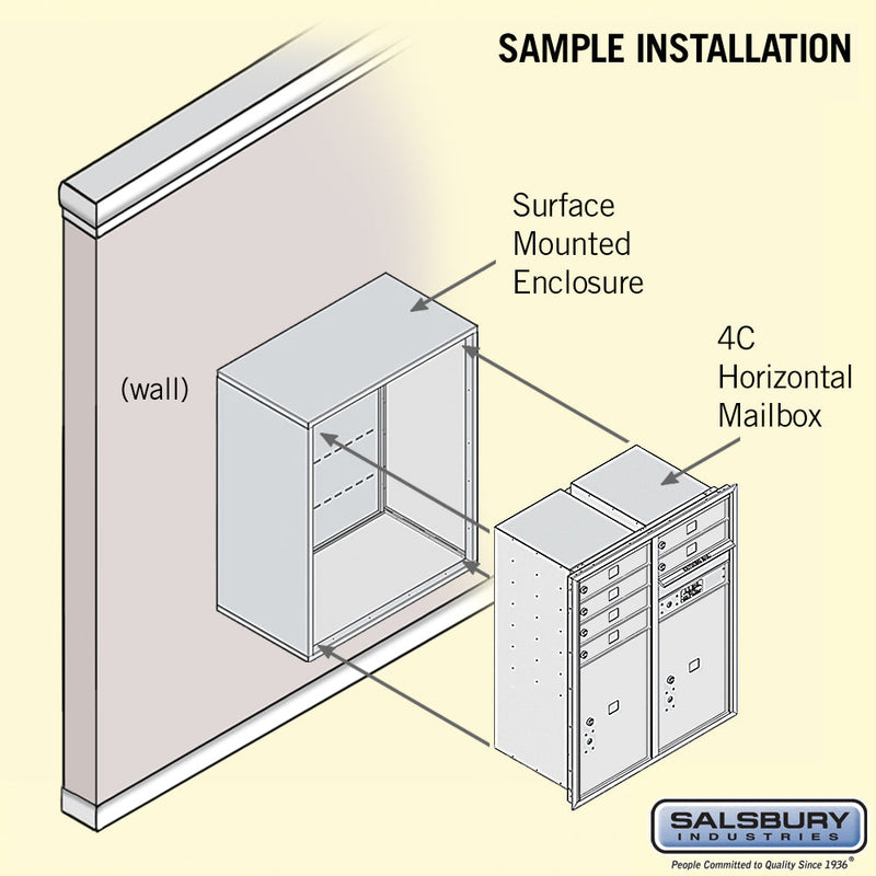 Salsbury 10 Door High Surface Mounted 4C Horizontal Mailbox with 6 Doors and 2 Parcel Lockers with Private Access