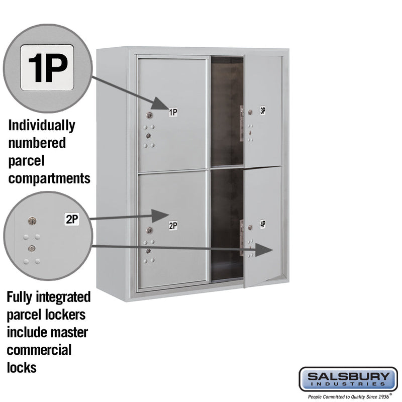 Salsbury 10 Door High Surface Mounted 4C Horizontal Parcel Locker with 4 Parcel Lockers with Private Access