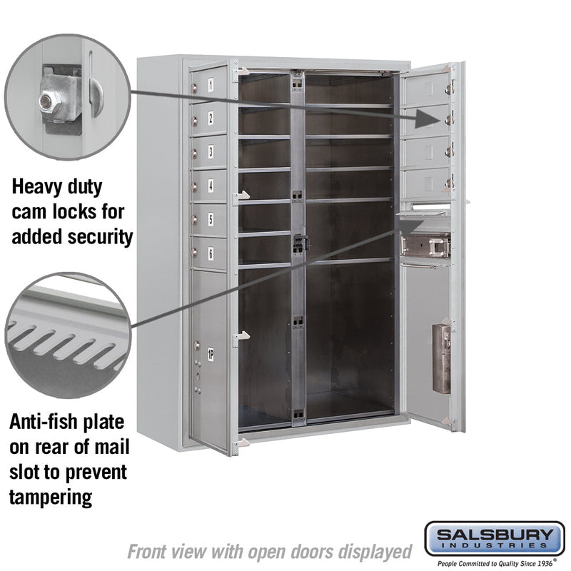 Salsbury 11 Door High Surface Mounted 4C Horizontal Mailbox with 10 Doors and 2 Parcel Lockers with Private Access