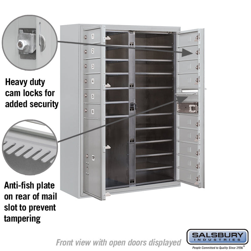 Salsbury 11 Door High Surface Mounted 4C Horizontal Mailbox with 15 Doors and 1 Parcel Locker with USPS Access