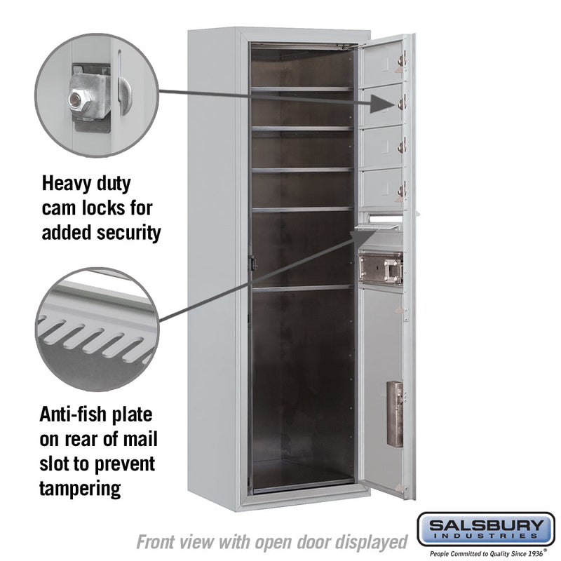Salsbury 11 Door High Surface Mounted 4C Horizontal Mailbox with 4 Doors and 1 Parcel Locker with Private Access