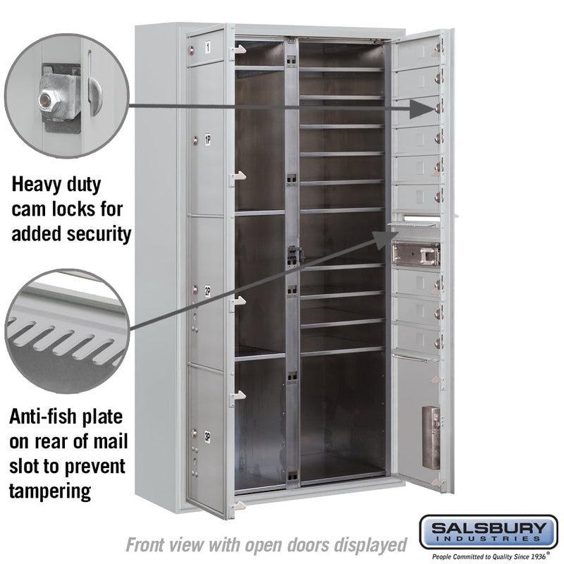 Salsbury Maximum Height Surface Mounted 4C Horizontal Mailbox with 10 Doors and 4 Parcel Lockers with Private Access